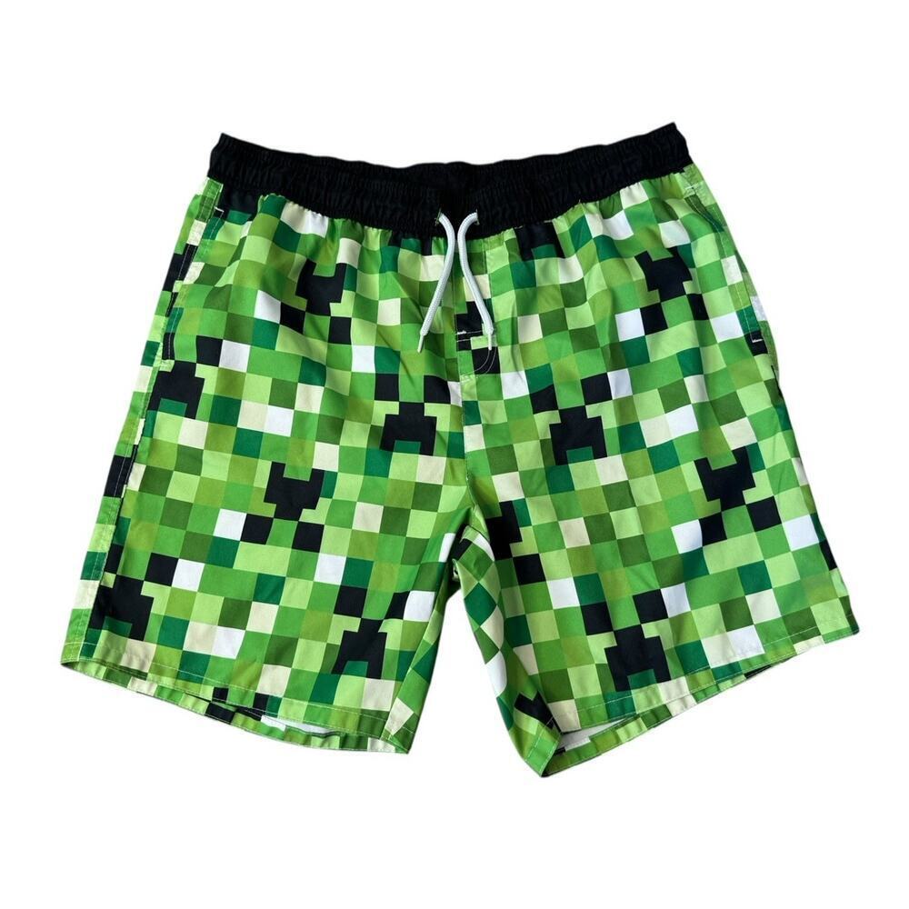 MINECRAFT Green Bikini Skirt Set With Visor Matching Men’s Swim Trunks S/L/XL - Picture 8 of 10